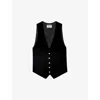 Zadig & Voltaire Womens Noir Emaux Rhinestone-embellished Velvet Waistcoat In Noir