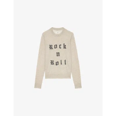 ZADIG & VOLTAIRE WOMENS ZADIG&VOLTAIRE IVY TEXT-LOGO INTARSIA MERINO-WOOL JUMPER