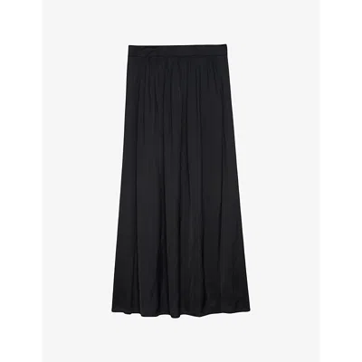 ZADIG & VOLTAIRE WOMENS BLACK JADY HIGH-RISE SATIN MAXI SKIRT