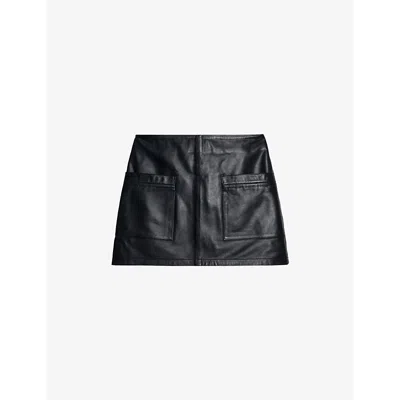 ZADIG & VOLTAIRE WOMENS BLACK JAMIE LEATHER MINI SKIRT