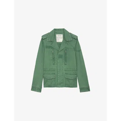 Zadig & Voltaire Womens Klimi Studded Cotton Jacket Coriander