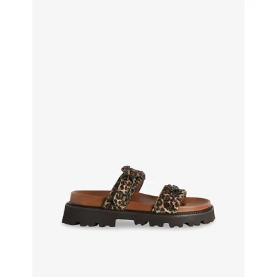 ZADIG & VOLTAIRE WOMENS HERITAGE LEOPARD-EFFECT LEATHER MULES EUR 37 / 4 UK