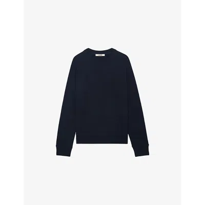 Zadig & Voltaire Womens Logo-embroidered Long-sleeve Cotton Sweatshirt Encre