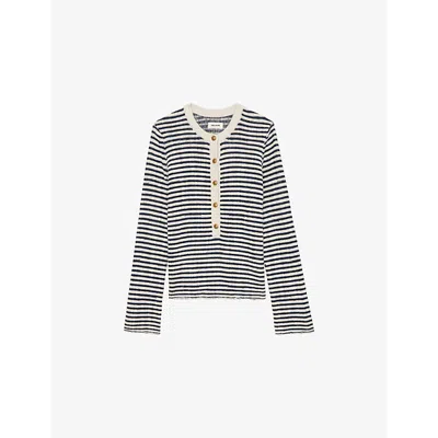 Zadig & Voltaire Womens Mandala Striped Cotton-blend Jumper Encre
