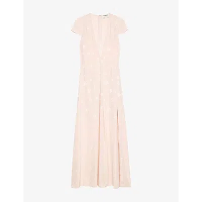 ZADIG & VOLTAIRE WOMENS RAVIR HEART-PATTERN SILK MAXI DRESS PEARLY