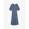 Zadig & Voltaire Rey Chain Jacquard Silk Midi Dress In Officer