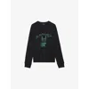 Zadig & Voltaire Womens Rhinestone-embellished Crewneck Cotton-jersey Sweatshirt Black In Black