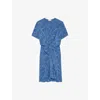 Zadig & Voltaire Womens Surf Rozom Draped Jacquard Silk Mini Dress Xs In Surf