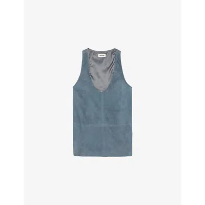 ZADIG & VOLTAIRE WOMENS UNIFORM TANDER SLEEVELESS SUEDE TOP
