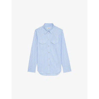 Zadig & Voltaire Womens Thelma Stripe-print Cotton Shirt Mist