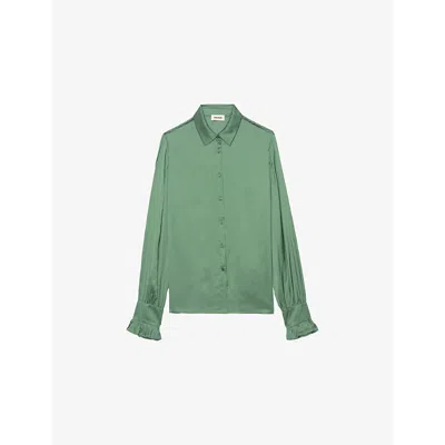 ZADIG & VOLTAIRE WOMENS CORIANDER THELY WING-EMBELLISHED SATIN SHIRT XS