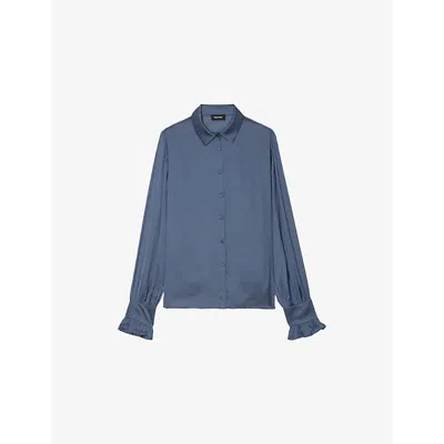 Zadig & Voltaire Womens Thely Wings-embellished Recycled Polyester-blend Satin Shirt Officer
