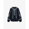 Zadig & Voltaire Womens Encre Tigy Floral-embroidered Cotton Blouse In Blue