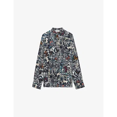 Zadig & Voltaire Womens Truett Graphic-print Regular-fit Woven Shirt Encre