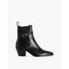 Zadig & Voltaire Womens Tyler Buckled Leather Heeled Ankle Boots Noi In Noir