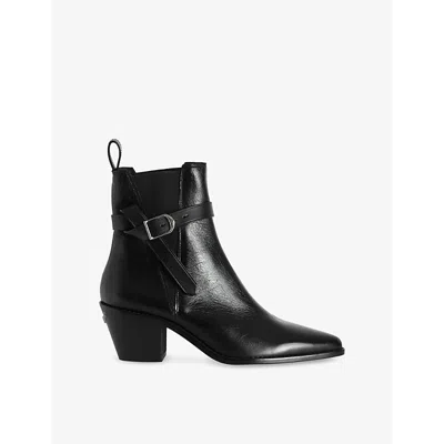 Zadig & Voltaire Womens Tyler Buckled Leather Heeled Ankle Boots Noi In Noir