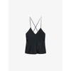 Zadig & Voltaire Womens V-neck Pleated Woven Top Black In Black