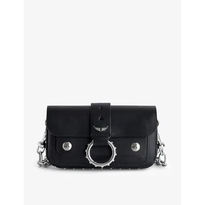 Zadig & Voltaire Womens Noir Silver Zadig&voltaire X Kate Moss Studded Leather Cross-body Bag