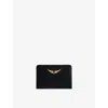Zadig & Voltaire Womens Noir Gold Zv Pass Logo-plaque Leather Cardholder