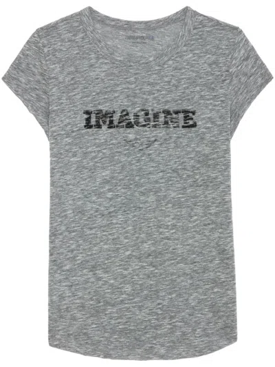 Zadig & Voltaire Woop Imagine T-shirt In Gris Chine