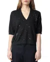 Zadig & Voltaire Womens Ecru Wully Rhinestone Knitted Top In Stone