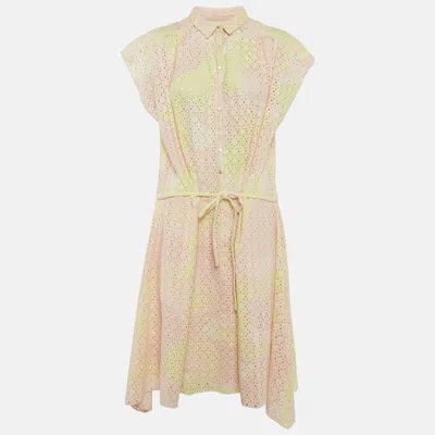 Pre-owned Zadig & Voltaire Yellow/pink Camouflage Print Anglaise Requiem Short Dress L