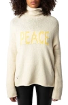 Zadig & Voltaire Almy Peace Intarsia Wool Turtleneck Sweater In Latte
