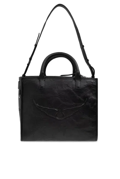 Zadig & Voltaire Angel Wings Embossed Tote Bag In Black