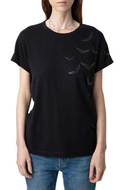Zadig & Voltaire Anya Strass Wings T-shirt In Grey