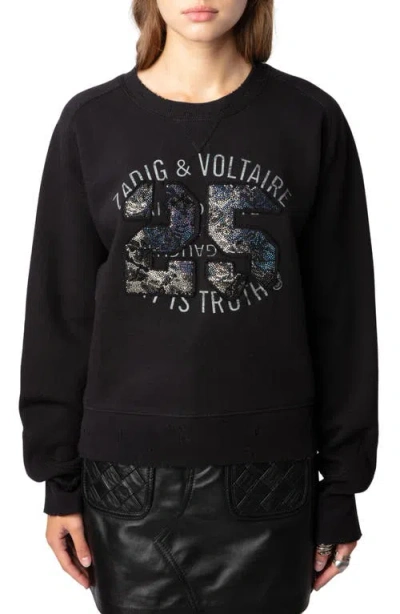 Zadig & Voltaire Arvene Mo Bicolor Sweatshirt In Gris Chine Clair