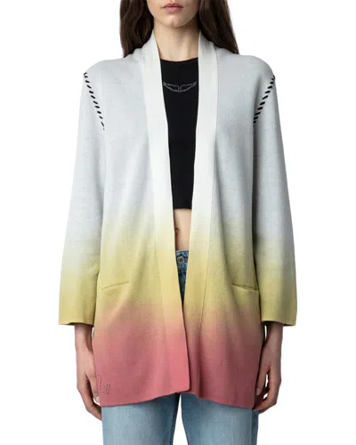 Zadig & Voltaire Zadig&voltaire Womens Ecru Austin Tie-dye Knitted Cotton-blend Cardigan In Multi