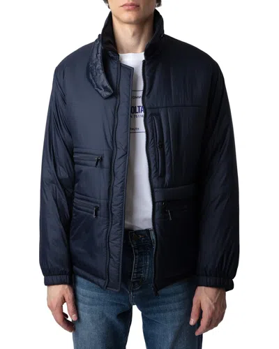 Zadig & Voltaire Multipocket Nylon Zip Front Jacket In Encre