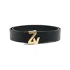 Zadig & Voltaire Logo-plaque Leather Belt In Multicolor