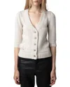 Zadig & Voltaire Betsy Rhinestone Star Button Wool & Cashmere Cardigan