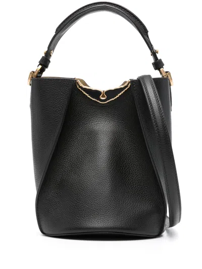 Zadig & Voltaire Borderline Leather Bucket Bag In Black