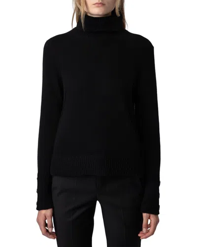 Zadig & Voltaire Boxy Star-jewels Cashmere Jumper In Noir