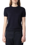 Zadig & Voltaire Bully Seco Stars Silk And Cashmere Sweater In Encre