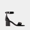 Zadig & Voltaire Womens Noir Logo-plaque Leather Heeled Sandals Eur 37 / 4 Uk In Black
