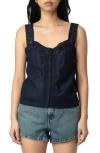Zadig & Voltaire Lace-trimmed Tank Top In Encre