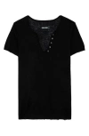 Zadig & Voltaire Celsy Cashmere Henley T-shirt In Noir