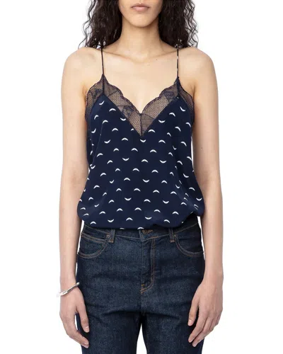 Zadig & Voltaire Christy Cdc Polka Wings Silk Shirt In Blue