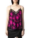 Zadig & Voltaire Christy Silk Printed Lace Trim Cami