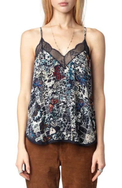 Zadig & Voltaire Christy Soft Butterfly Graphic Top In Encre