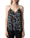 Zadig & Voltaire Christy Thunder Caraco Silk Cami In Black