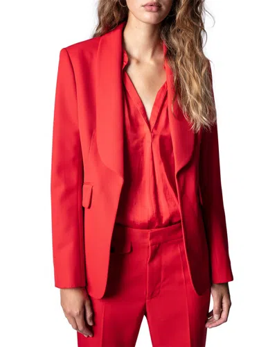 Zadig & Voltaire Date Gabardine Wool-blend Blazer In Red