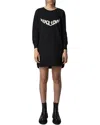 Zadig & Voltaire Zadig&voltaire Womens Noir Diaz Text-print Crewneck Cotton Mini Dress