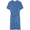 Zadig & Voltaire Womens Surf Rozom Draped Jacquard Silk Mini Dress Xs In Blue