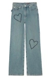 Zadig & Voltaire Elio Embroidered Heart Straight Leg Jeans In Light Blue