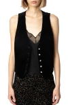 Zadig & Voltaire Emaux Velvet Vest In Noir