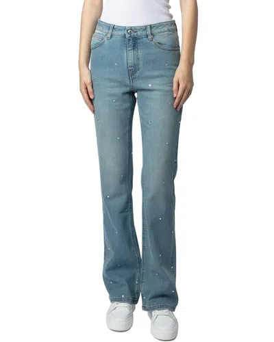 Zadig & Voltaire Emile Denim Eco Strass Pant In Blue